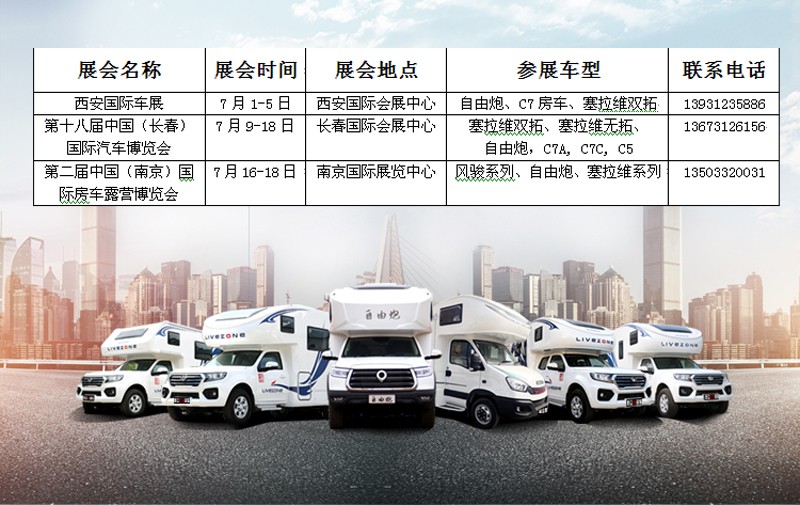 七月，這么多城市都能看房車(chē)